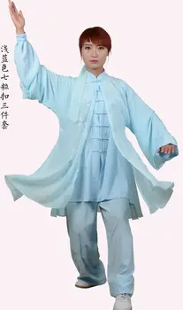 Prispôsobiť 2019 najnovšie výšivky motýľ tai chi wushu výkon oblečenie závoj kung fu bojových artsuniforms puple/zelená