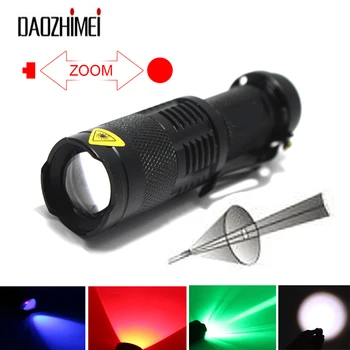 Prenosný Mini Spot Lampy 1Mode zoom UV LED Baterka /Zelená/Červená /Biela Zoomovateľnom Taktické Pochodeň Lampa Pre Rybolov, poľovníctvo