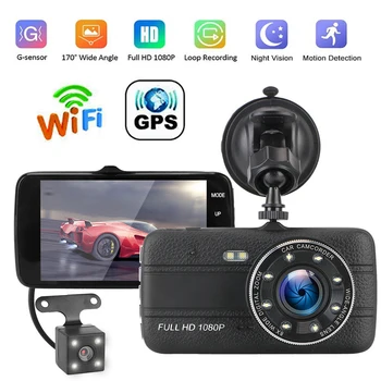 Automobilové DVR WiFi Full HD 1080P Dash Cam GPS parkovacia Kamera Zrkadlo Video Rekordér pre Nočné Videnie Black Box Dashcam Parkovanie Monitor