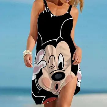 Boho Disney-Mickey/Minnie Myši Šaty Pre Dievča 2023 Elegantné Šaty Pre Ženy dámske Šaty Šatka Plážové Šaty Voľné Sexy Top
