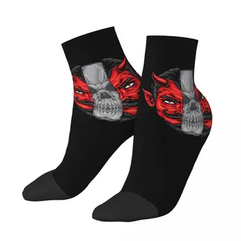 Red Devil S Lebkou Ponožky Krátke Jedinečný Bežné Breatheable Dospelých Členkové Ponožky