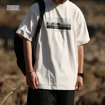 Letné Kórejský Hip Hop Voľné Tričko Mužov Oblečenie Japonský Streetwear Pár Topy Harajuku Nadrozmerné Bežné Krátke Sleeve Tee Muž