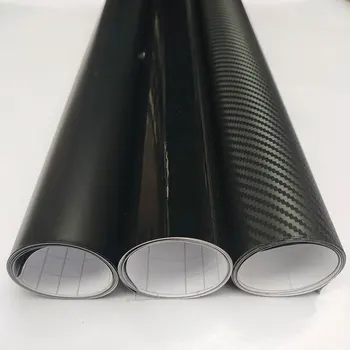 Lesklé Čierne Matné Vinylové 3D karbónová Fólia Nálepky Auto Interior Styling Decol karosérie Samolepiace Ochranné 50x152cm