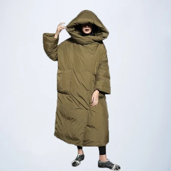 KJMYYX Nové Zimné Dámske Nadrozmerné Kapucňou Parkas Kabát Plus Veľkosť Ženskej Módy Pevné, Teplé Singel svojim Bundy Street Oblečenie