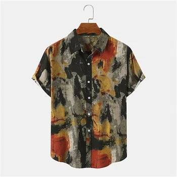2023 Vintage Módne pánske Tričko Krátky Rukáv Bežné Vrchole Letné Havajské Módne Oblečenie Voľné Priedušná Singel svojim Tričko