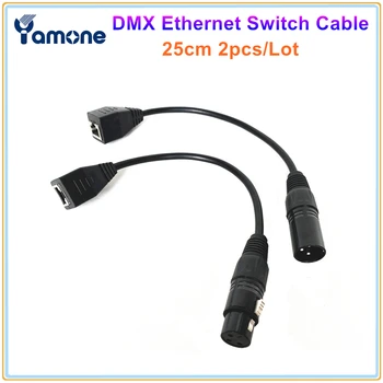 2 ks/Veľa 25 cm DMX Internet Ethernet Switch Kábel S 3Pin Kovové XLR A Sieťové Konektory Rozhranie Port Pre Fáze Svetlo
