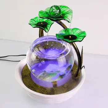Stolné Vody Funkciu Lotus Rolling Loptu Fontána Vodopád Výzdobu Tvorivé Akvarijné ryby nádrž s LED Svetlá