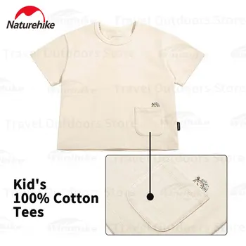 Naturehike detský 100% Bavlna-Krátke rukávy Tees Chlapci/Dievčatá Bežné T-shirt Vonkajšie Cestovné Jednoduché Topy s Vrecku