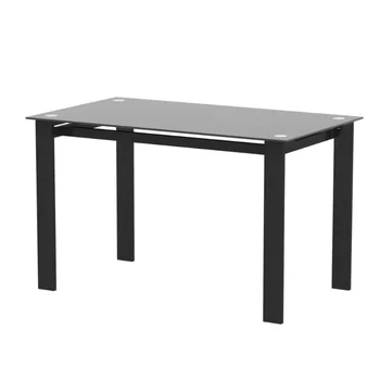Moderné Tvrdené Sklo Čierna Jedálenský Stôl\ Jednoduchý Obdĺžnikový Kovové Stolové Nohy Obývacia Izba, Kuchynský Stôl, Čierna