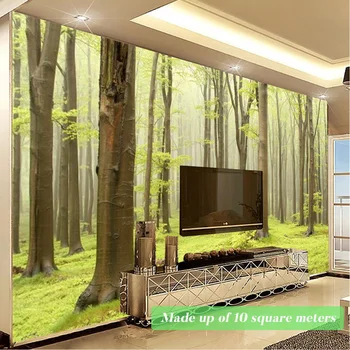 Plátno Nepremokavé Tkaniny nástennú maľbu, Tapety 3D Zelený Les Svitu prírodná Scenéria Foto Nástenné Maľby Obývacia Izba, Spálňa Nálepky
