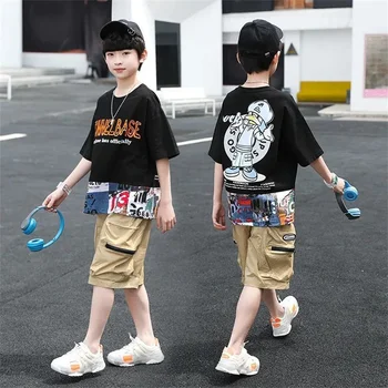 Deti tepláky 3-14Y Chlapčenské Odevy Enfant tričko+nohavice Módne Chlapec Oblečenie Pohode Deti Hip Hop Oblečenie Športové Oblek
