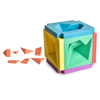 6 Bočné 3D Puzzle Geometrické Tvary Tangram Montessori Hry Myslenie Školenia Hra Farebné Tvar Zodpovedajúce Tangram pre Dievčatá Chlapci