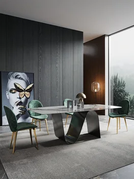 Taliansky Ľahké Luxusné Minimalistický Obdĺžnikový Pandora Lesklé Rock Doska Styl Designer Domov Jedálenský Stôl