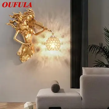 OUFULA Moderné LED Zlato Nástenné svietidlo Krytý Kreatívne Retro Živice Sconce Lampa pre Domáce Obývacej Izby, Spálne, Chodby, Dekor