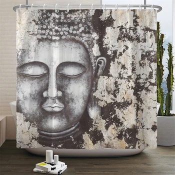Čínsky štýl, Buddha vzor Sprchový Záves Vaňa Závesy 3D Tlač Domova Opony Nepremokavé tkaniny Tkaniny, Kúpeľňa Opony