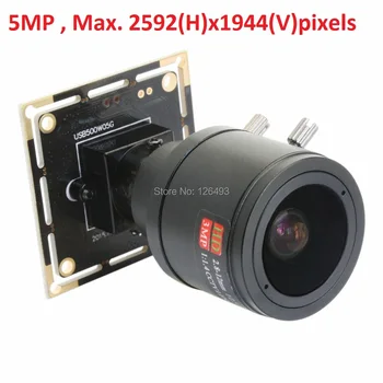 5MP Aptina MI5100 Farebný CMOS Senzor formáte mjpeg /YUY2 CCTV M12 2.8-12mm megapixel varifokálny zoom objektív mini USB modul kamery
