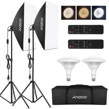 Andoer Štúdio, Fotografovanie Softbox LED Svetla Kit s 20x28 Palcový Softbox 150W LED Svetlo, 2m Ľahké Stojan + Diaľkové Ovládanie