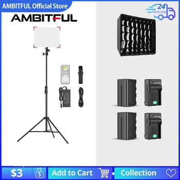AMBITFUL LEDP60C Ultra-tenké 60W 3200-5600k LED Lampa Video Light Panel Lampa pre Video Krásy Tiktok Youtube Live