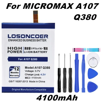 LOSONCOER 4100mAh pre Micromax A107 Q380 Batérie