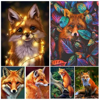 Fox 5D Diamond Maľby Zvierat Plné Námestie/Round-Diamond Mozaiky Súpravy Maľovanie Drahokamu Výšivky Domova urob si sám