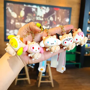 Sanrio Roztomilá Bábika Prívesok Anime Postavy Hello Kitty Kríž Obliekanie Batoh Keychain Pár Taška Keyring Prívesok Narodeninám