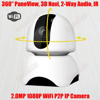 3D Navi Panoramatické Onvif Protokol Bezdrôtovej 1080P 2MP WiFi Baby Monitor Domov Opatrovateľka IP Robot Fotoaparát, Mobilný Telefón Video Dohľad