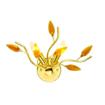 Nordic Sklo Leaf Dekoratívne Nástenné Svietidlo Kovaného Železa Nástenné Svietidlo Leaf Spálňa Svetlo Luxusné Nástenné Svietidlo Na Stenu