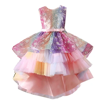 2021 Nové Dieťa Dievčatá Kvetina Princezná Plesové Šaty Strany Tutu Koncové Šaty Pre Brithday Svadobné Deti Party Šaty Deti Oblečenie