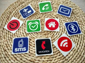(60pcs)PET NFC Tag Nálepky, Lepiace RFID Štítky Štítok 10types Budík Ovládať Všetky Kompatibilné Telefóny