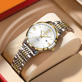 POEDAGAR Dámske Náramkové hodinky Luxusné Nepremokavé Svetelný Dátum Zlaté Hodinky Pre Ženy Šaty Nehrdzavejúcej Ocele, Quartz dámske Hodinky+Box