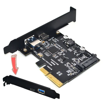 NOVÉ Pridať Na Karty, USB 3.1 Typ C PCIe Rozširujúca Karta PCI Express X4, aby USB3.0 + Typ-C Adaptéra PCI Express Stúpačky Karty Na Ploche
