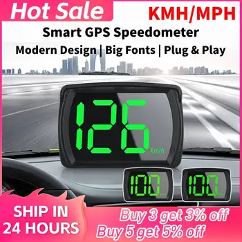 Auto HUD Univerzálny Hlavu Hore Zobrazenie KMH/MPH Rýchlomer GPS 2.8 Palcový Veľký Font Digitálna Rýchlosť Meter Hodiny Rozchod Automobilového Príslušenstva