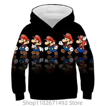 Super Mario vytlačené dlho puzdre sveter pre deti kapucí 3D vytlačené športová mikina s kapucňou, jeseň