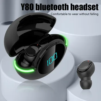 Nové Y80 Bezdrôtové Bluetooth Slúchadlá 9D Stero Music Headset S Mikrofónom Rarbuds Led Displej Bluetooth Slúchadlá Doprava Zadarmo