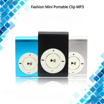 Módne Kovové Mini Clip Prenosné Karty, MP3 Študent Tlačidlo Walkman, MP3 Prehrávač Hudby Športové Darček s TF/SD Slot + Napájací Kábel