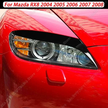 Pre Mazda RX8 2004 2005 2006 2007 2008 2 ks Lesklý Čierny Svetlometu Obočia, očných Viečok Kryt Výbava Telo Súpravy Tuning Doplnky