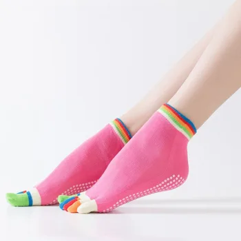 5 Prst Farebné Športové Dot Silikónové Fitness Joga Ponožky Non-Slip Dievča Elastické Telocvični Pilates Balet Členkové Ponožky