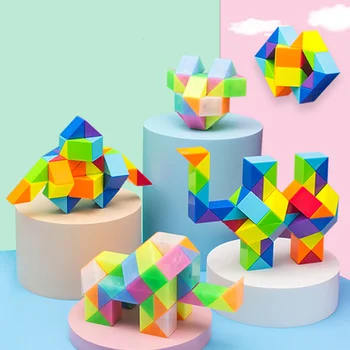 3D Magic Pravítko Hračky Multicolor Puzzle Relaxačná Kocka Twist Had Skladacie Vzdelávacie Hračky pre Deti Magic Cube Hračky Chlapec Dary