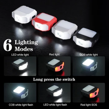 Mini Cap Svetelný Senzor Spp Klip na Ľahké Svetlometu 6 Režimov COB LED Svetlomet USB Nabíjanie čelová Lampa pre Outdoor Camping, Rybárčenie