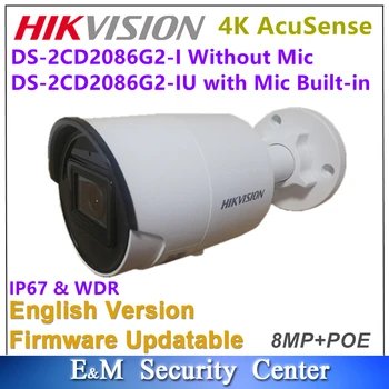 Pôvodné Medzinárodnej Hikvision AcuSense DS-2CD2086G2-IE 4K POE 8MP Pevné Mini Bullet Zabezpečenia Siete Dohľadu Kamery
