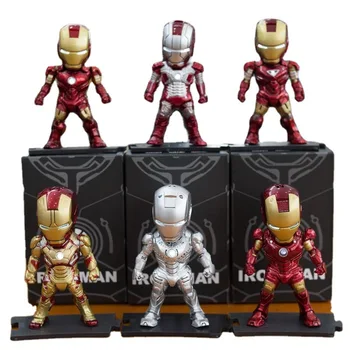 9 CM Avengers Iron Man 6pcs/veľa Anime PVC Akcie Obrázok Socha Model Kolekcie Hračky, Bábiky Pre Deti Darčeky