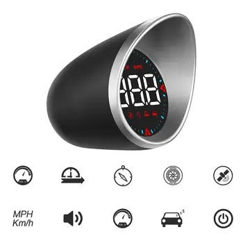 G5 HUD Displej 1.8 palcový LED Displej prekročenia rýchlosti Budík Digitálny USB Tachometre Typ Kompas Uhol Čierna