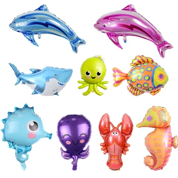Oceán, More Zvierat Fóliové Balóniky Narodeniny Tému Party Dekoratívne Shark Ryby Lobster Seahorse Baby Sprcha Dieťa Cartoon Hračky Dodávky