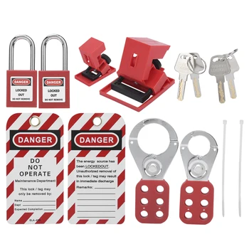 Lockout Tagout Auta Multifunkčné s Hasp Výstražné Značky Bezpečnosti Červená Visiaci zámok, Prenosné Elektrické Bezpečnostné Prvky Súprava