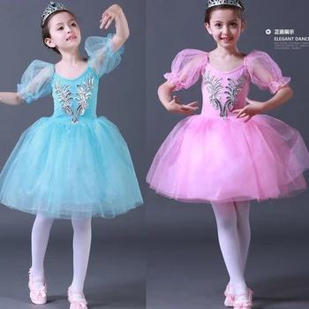 Dievčatá Balerína, Tanečné Šaty Klasický Balet Tutu Ružová Modrá Romantický Tutu Šaty Dieťa Balet Tanečné Predstavenie Kostýmy Oblečenie