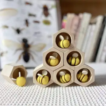 Drevené Montessori Deti Raného Vzdelávania Úľ Hry Oprel Sa Educatinal Hračky Z Detstva Klip Malé Hračky Bee