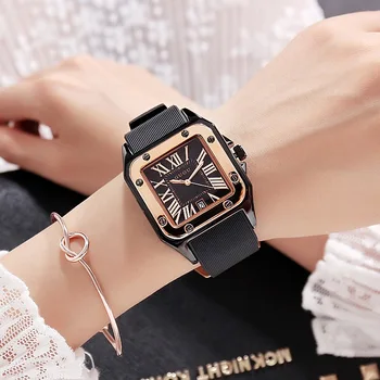Móda GUOU Značky Ženy Hodinky Lady Luxusné náramkové hodinky Gumy Kremíka Šaty Sledovať Námestie Quartz Šaty Darček Študent Hodiny