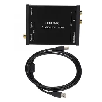 GV-023 USB DAC Zvukový Konvertor Digitálneho na Analógový Audio DAC Prevodník USB Audio Zvukové Karty Koaxiálny/Optický/Stereo Výstup