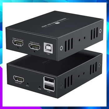 HDMI USB KVM Extender 50M 1080P HDMI USB Predlžovací Prenášať prostredníctvom Cat5e/6 Kábla Ethernet s POC Napájanie USB Myš Klávesnica