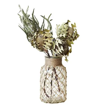 Funsoba Rustikálne Závesné Mason Námorných Jar Lano Čistý Suchý Kvet Sklenené Vázy s Rukoväť Domova Kvetinový Displej